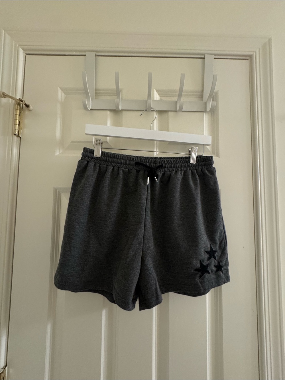 Dark Gray Drawstring Shorts with Star Accent